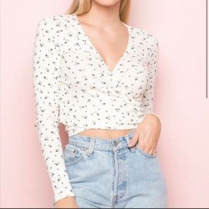 Brandy Melville white wrap top!